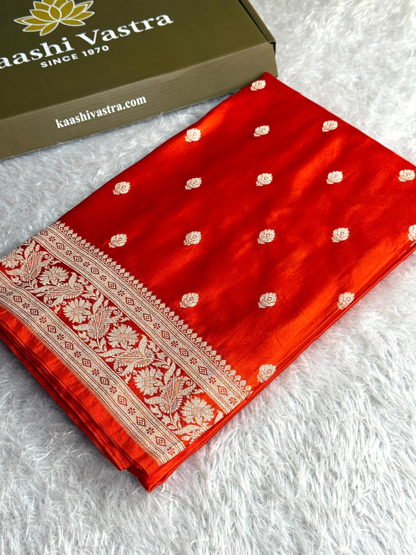 Orange colour premium Banarasi Mashru katan silk saree MK291