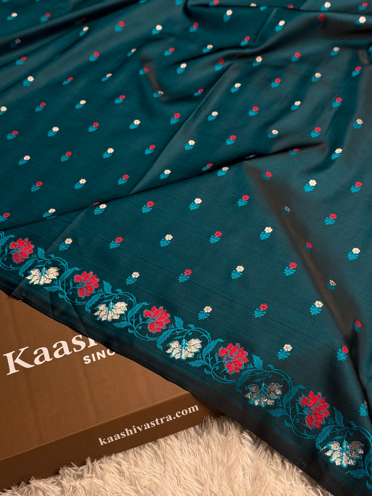 Rama green colour premium Banarasi Mashru katan silk saree MK237