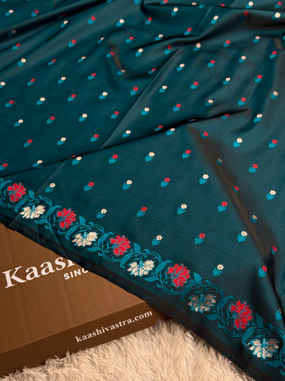 Rama green colour premium Banarasi Mashru katan silk saree MK237