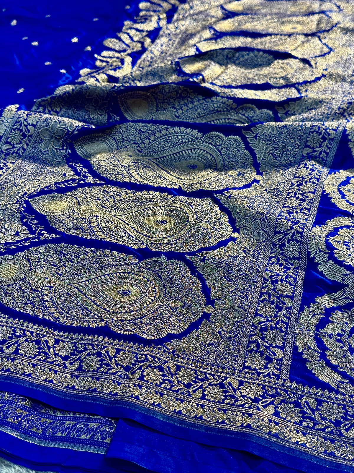 Royal blue premium Banarasi Mashru Katan silk saree MK164