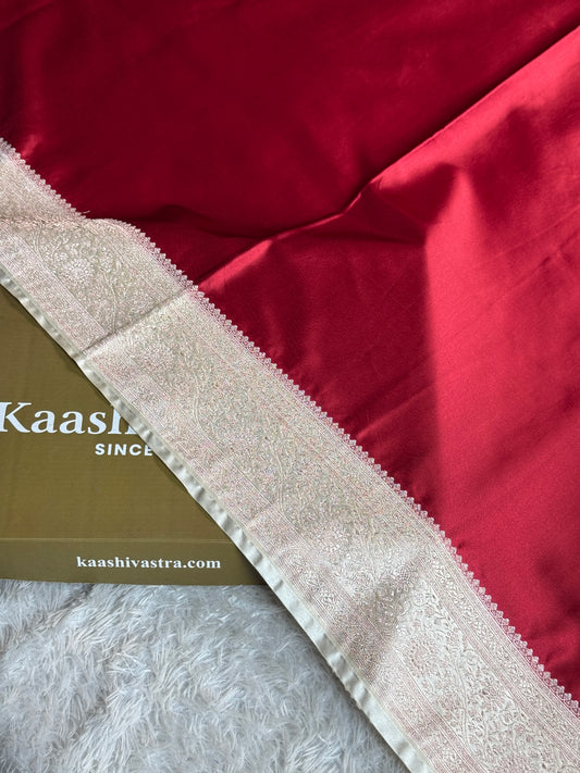 Maroon with off white premium Banarasi Mashru katan silk saree MK284