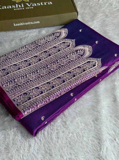 Dual shade purple colour premium Banarasi Mashru katan silk saree MK189