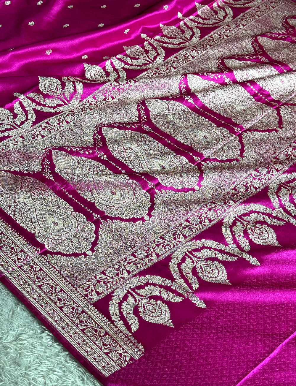 Rani pink premium Banarasi Mashru katan silk saree MK271
