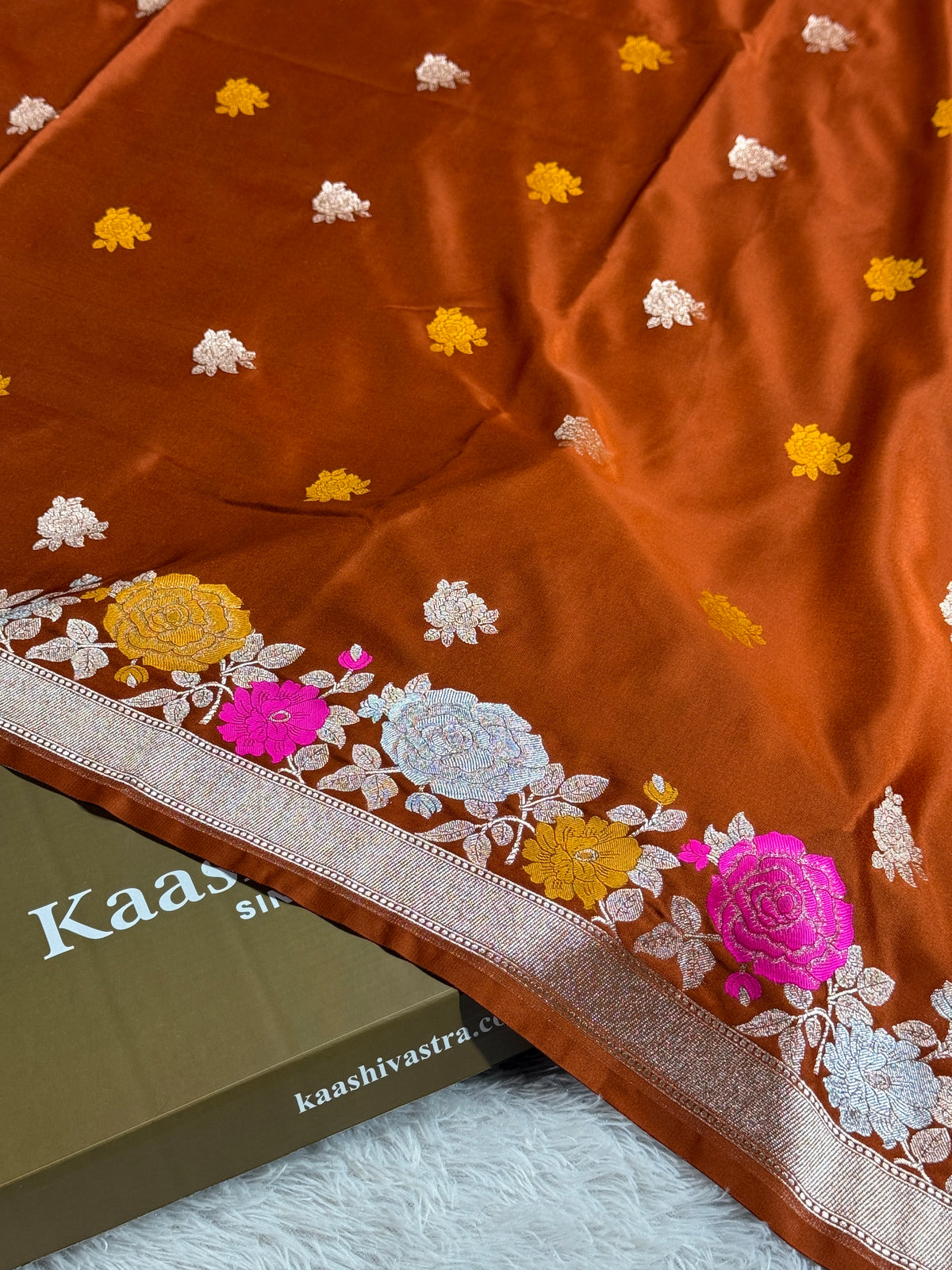 Brown tilfi Banarasi Mashru katan silk saree MK217