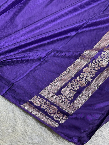 Purple color premium Banarasi Mashru katan silk saree MK257