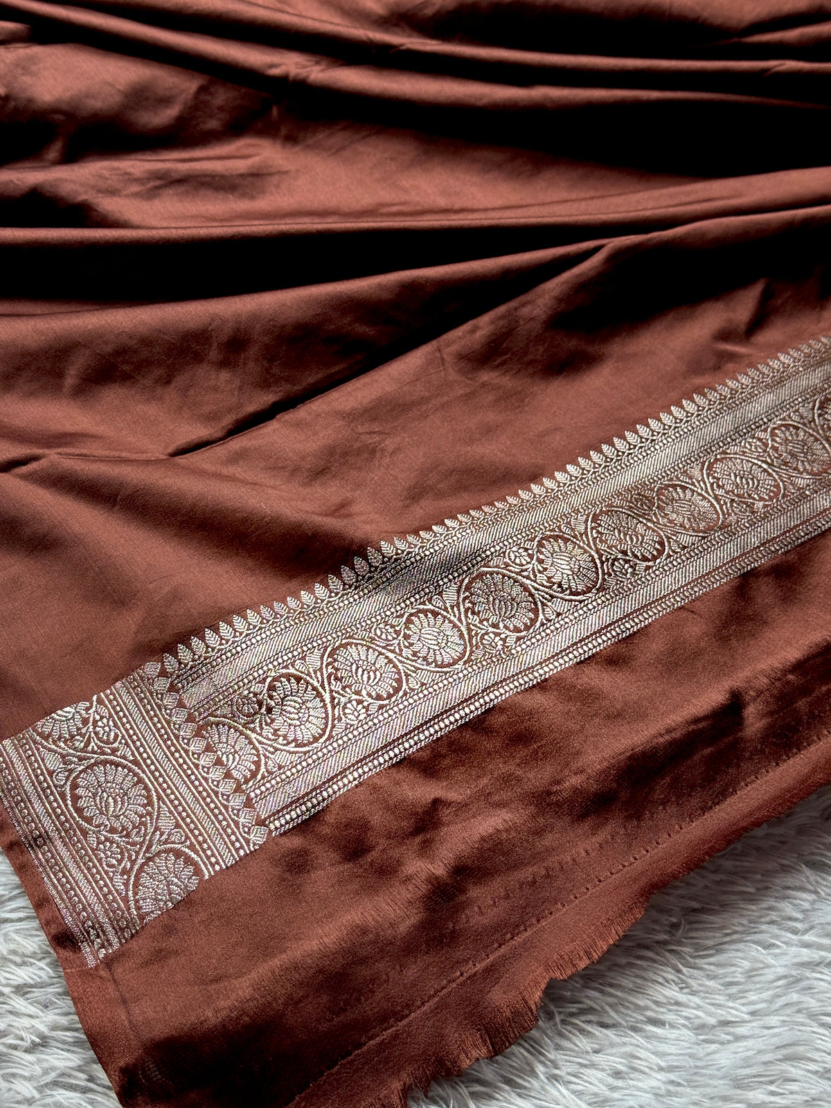 Brown color premium Banarasi Mashru katan silk saree MK240
