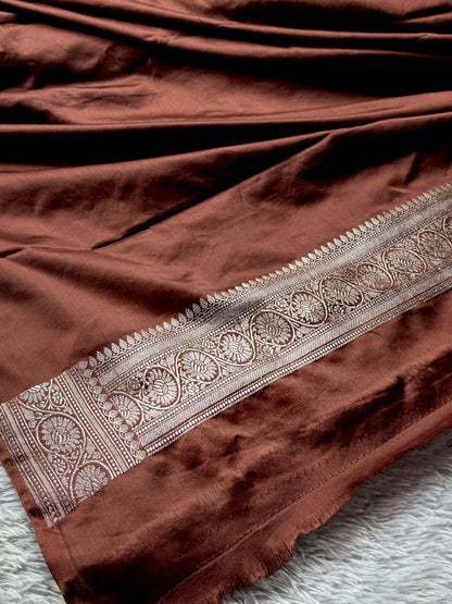 Brown color premium Banarasi Mashru katan silk saree MK240