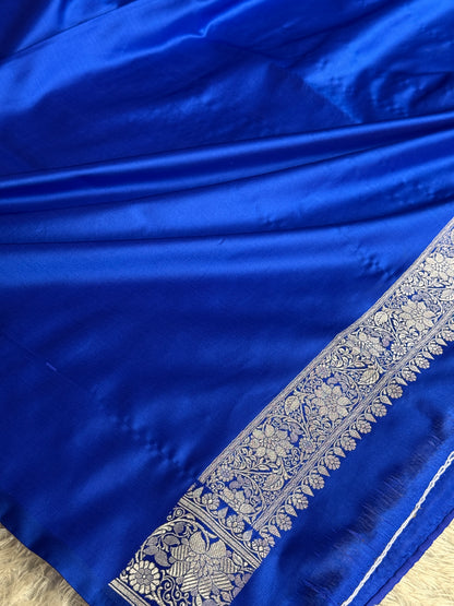 Royal blue colour premium Banarasi Mashru katan silk saree MK340