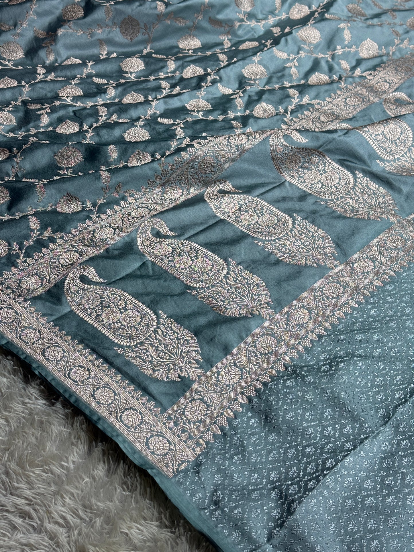 Pastel light blue premium Banarasi Mashru katan silk saree MK250