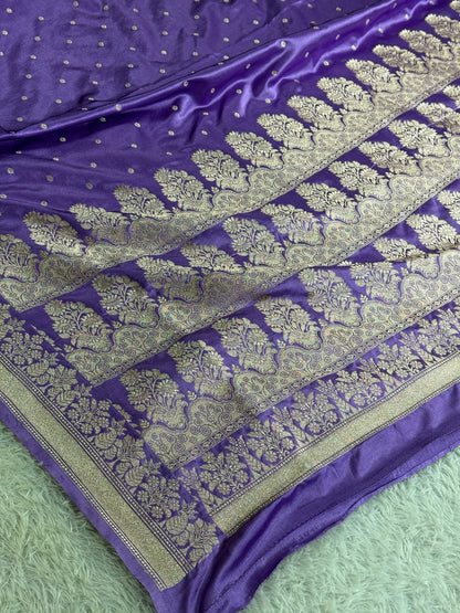 Lavender color premium Banarasi Mashru katan silk saree MK233