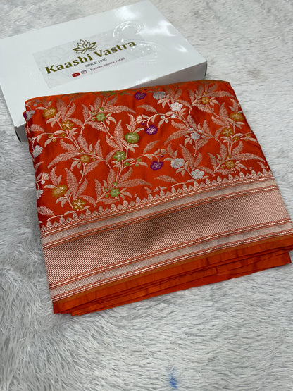 Orange premium Banarasi Mashru Katan silk saree MK184