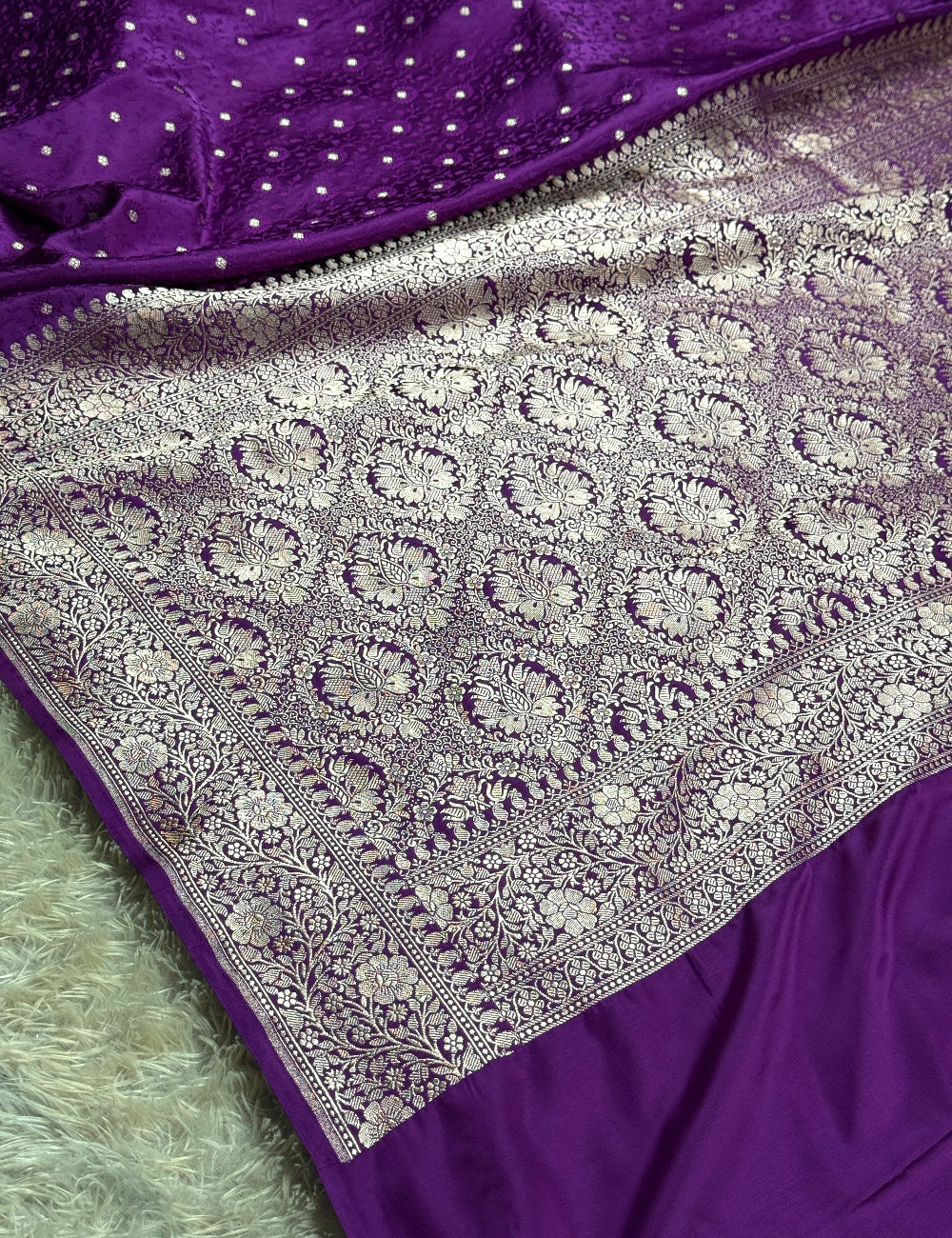 Purple color premium Banarasi tanchui Mashru katan silk saree MK261