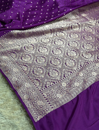 Purple color premium Banarasi tanchui Mashru katan silk saree MK261