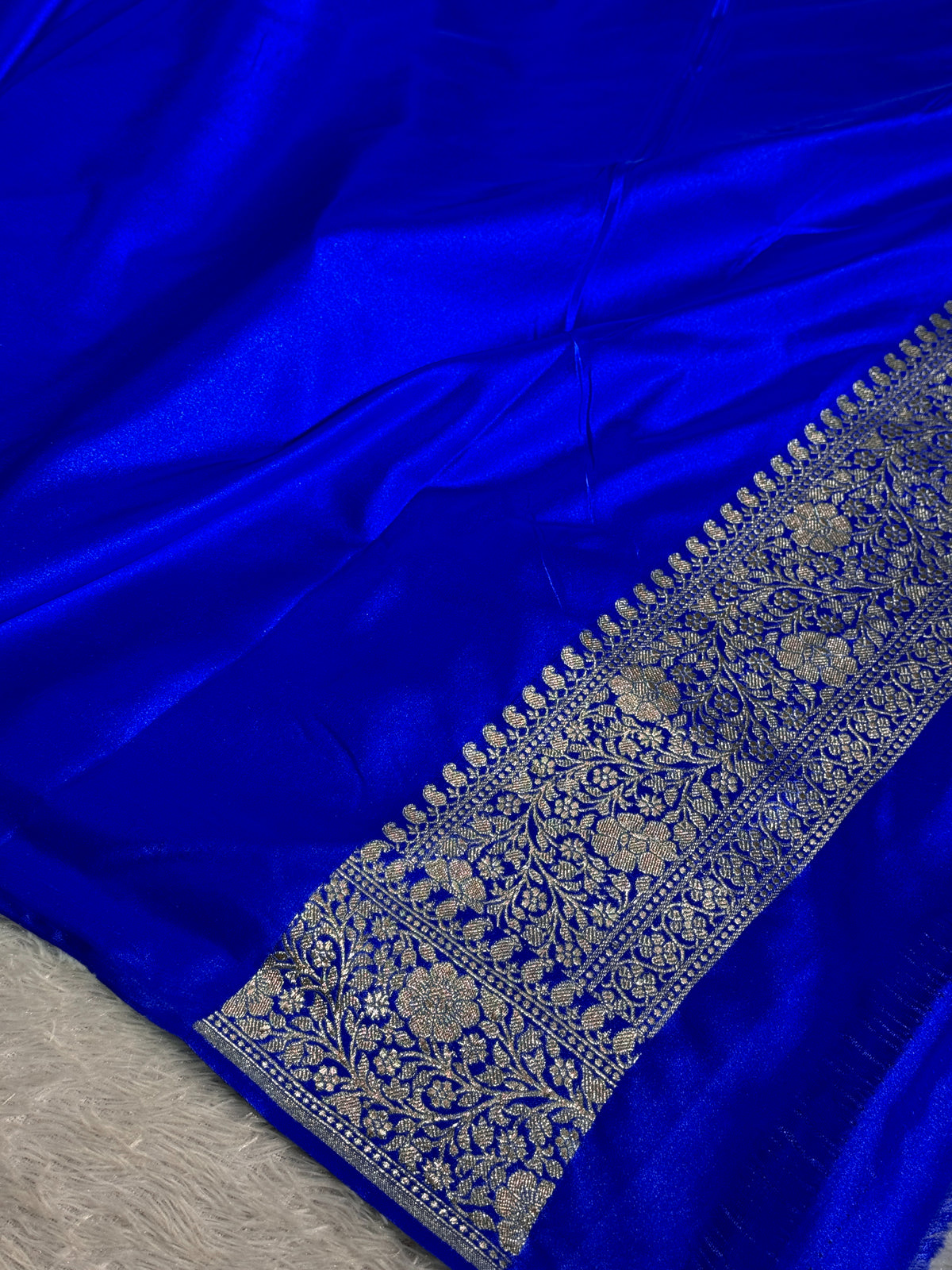 Royal blue and rose pink premium Banarasi Mashru katan silk saree MK248