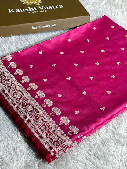 Pink color premium Banarasi Mashru katan silk saree MK236