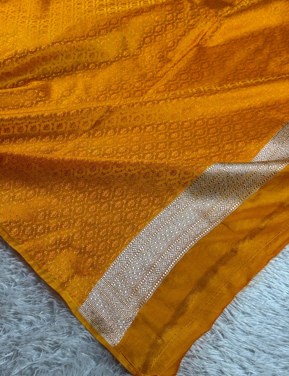 Mustard yellow premium Banarasi Mashru katan silk saree MK276