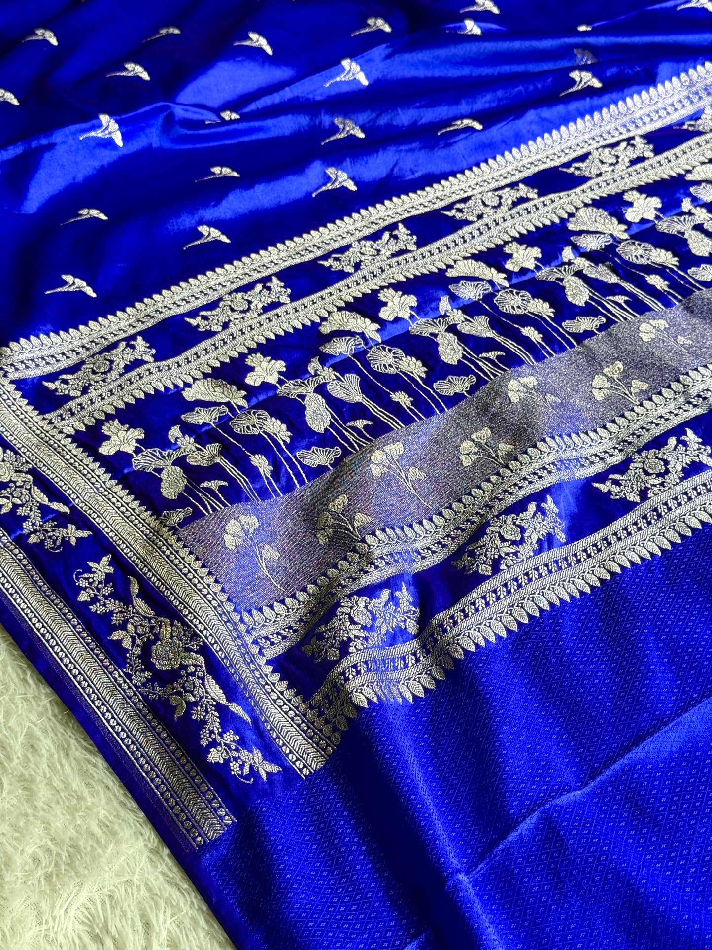 Royal blue premium Banarasi Mashru katan silk saree MK225