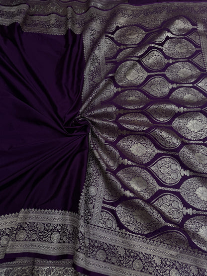 Purple premium Banarasi Mashru katan silk saree MK167