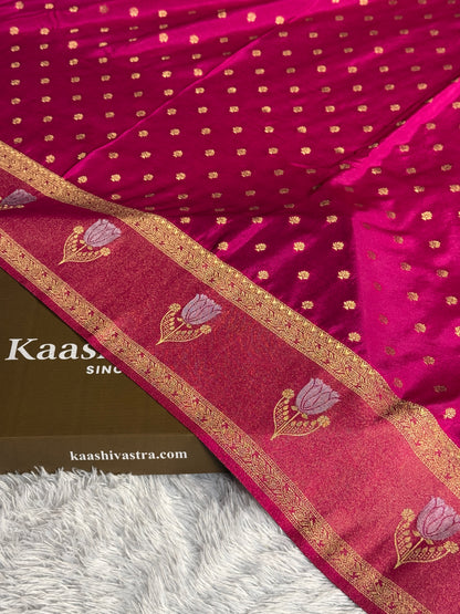 Rani pink colour premium Banarasi georgette silk saree CR117