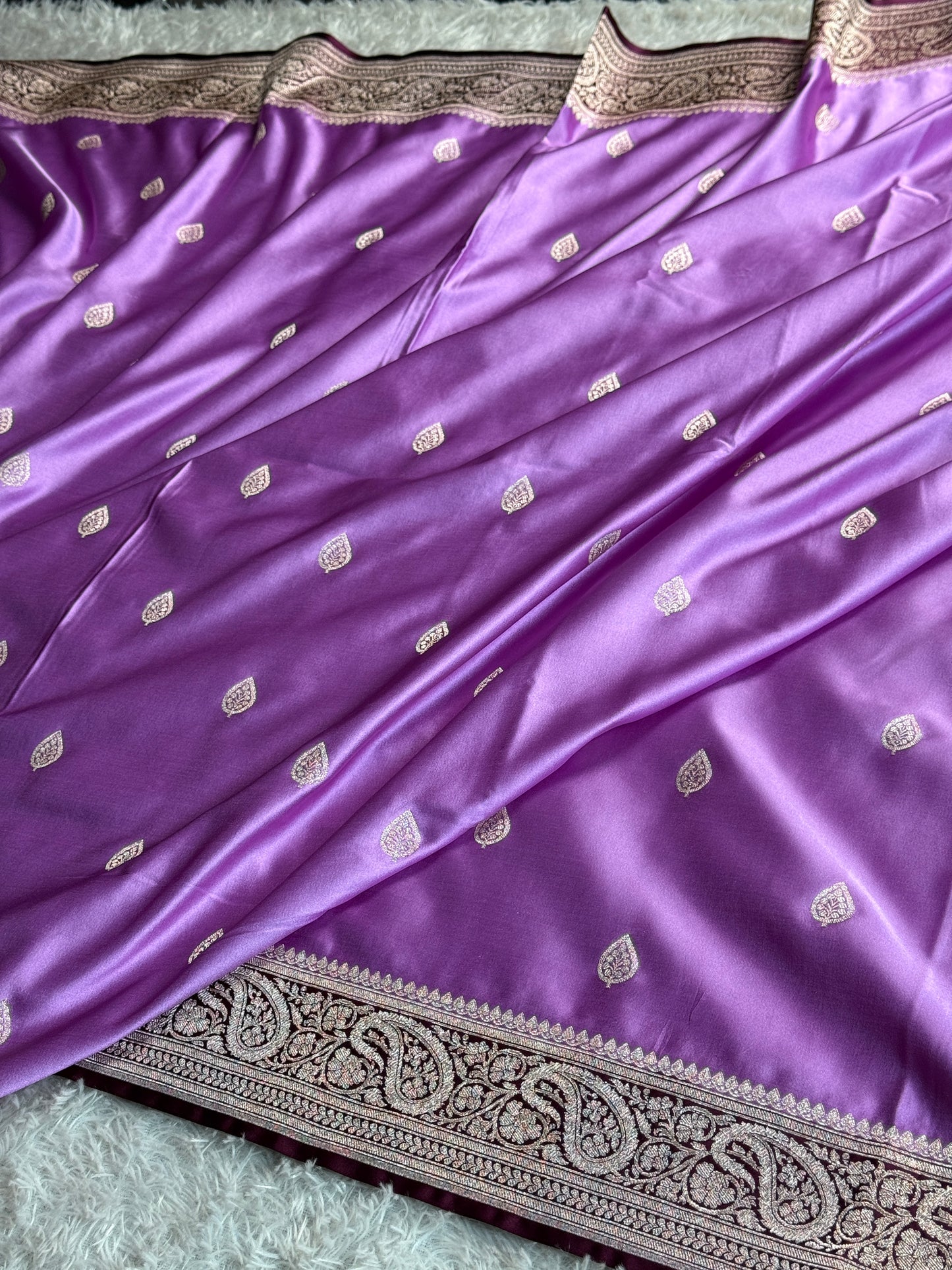 Onion pink with brown colour premium Banarasi Mashru katan silk saree MK304
