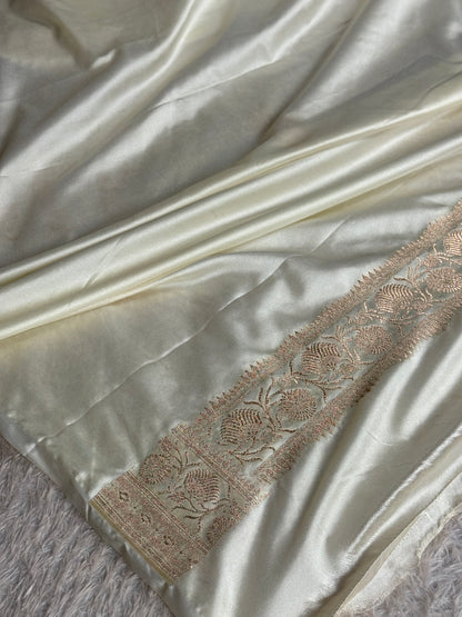 Royal blue with off white colour premium Banarasi Mashru katan silk saree MK355