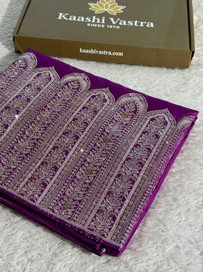 Bridal Majanta colour premium Banarasi Mashru katan silk saree MK268