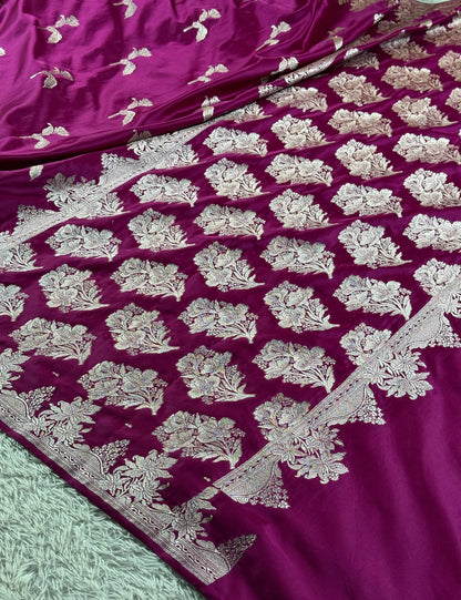 Majanta colour premium Banarasi Mashru katan silk saree MK275