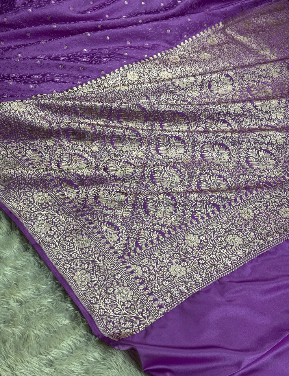 Lavender color premium Banarasi tanchui Mashru katan silk saree MK261