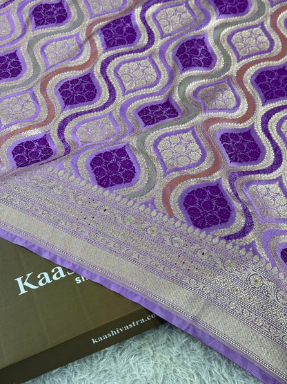 Lavender color premium Banarasi Mashru katan silk saree MK206