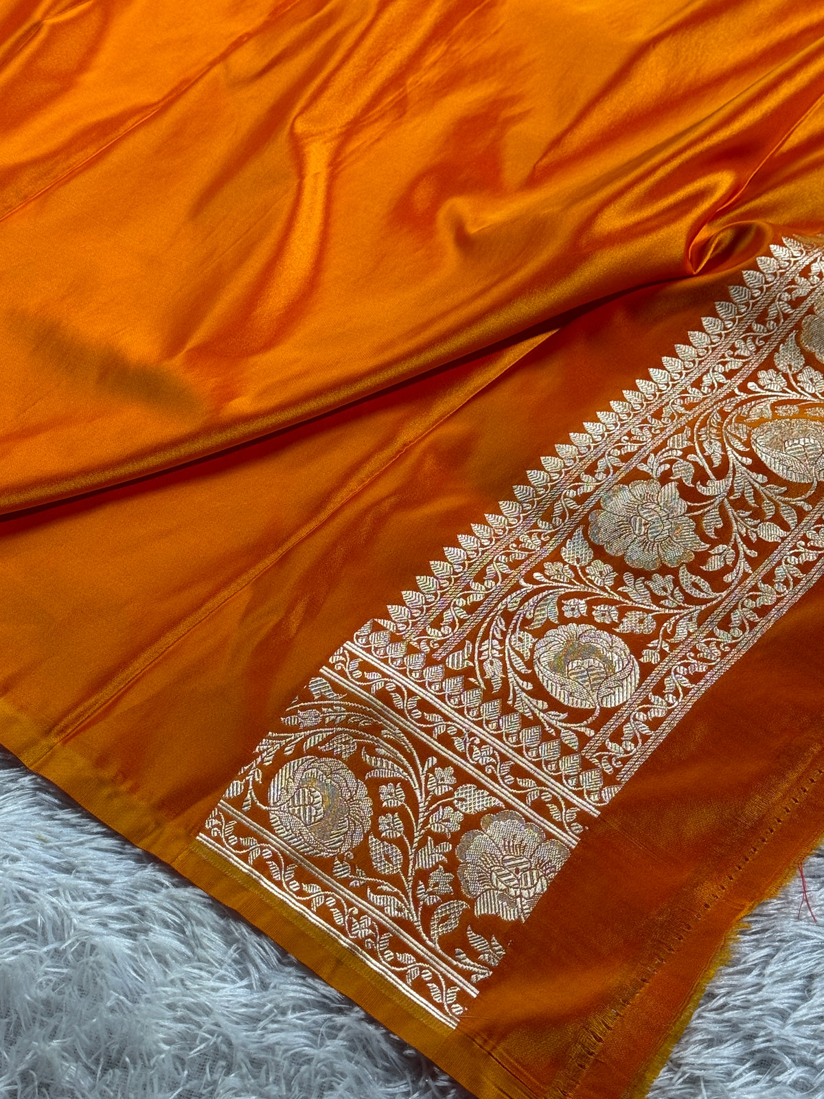 Orange color premium Banarasi Mashru katan silk saree MK256