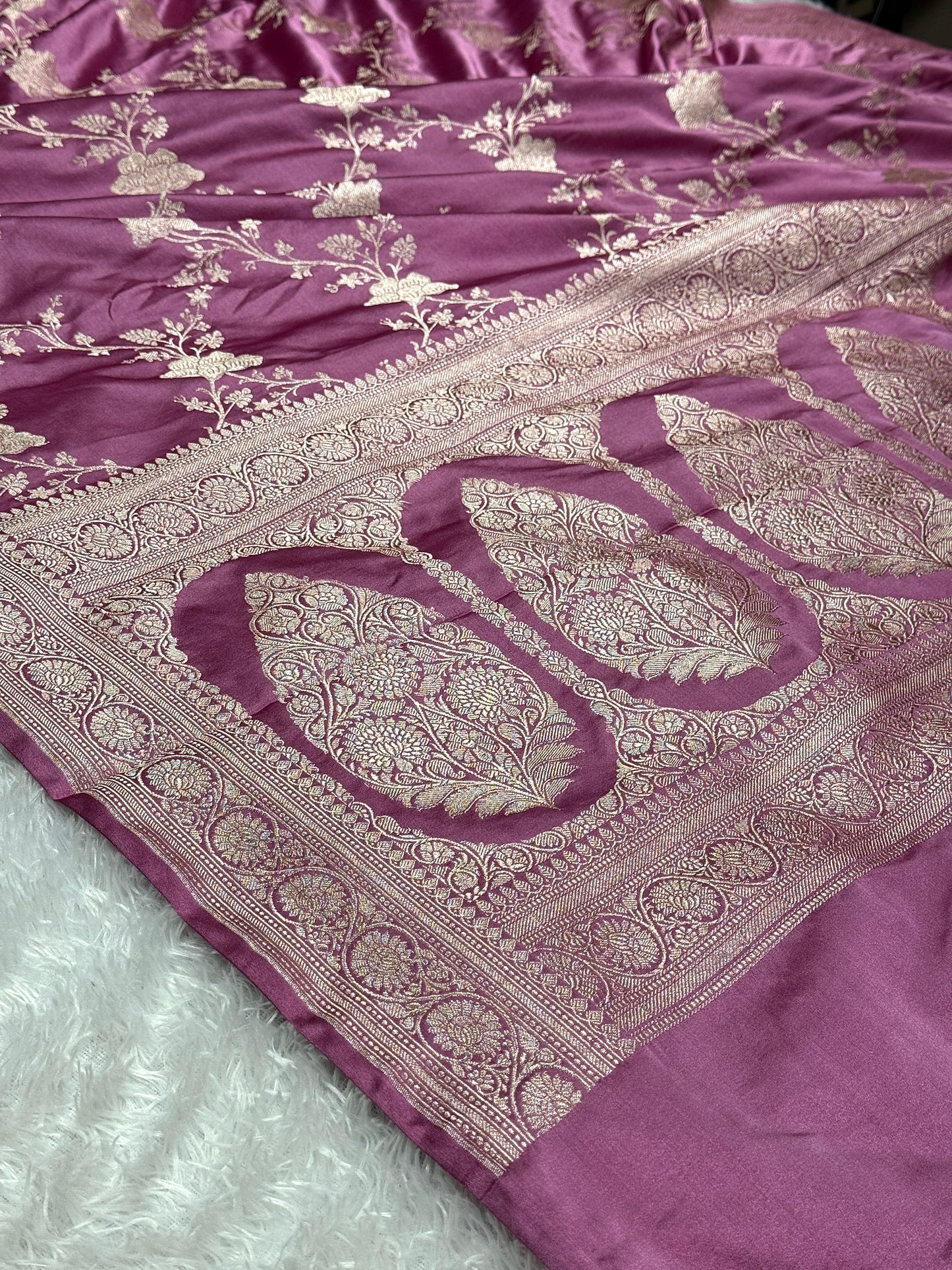 Onion pink Banarasi Mashru katan silk saree MK240