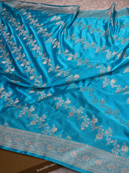 Sky blue premium Banarasi Mashru katan silk saree MK241