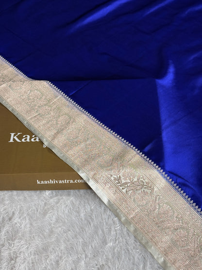 Royal blue with cream colour premium Banarasi Mashru katan silk saree MK313
