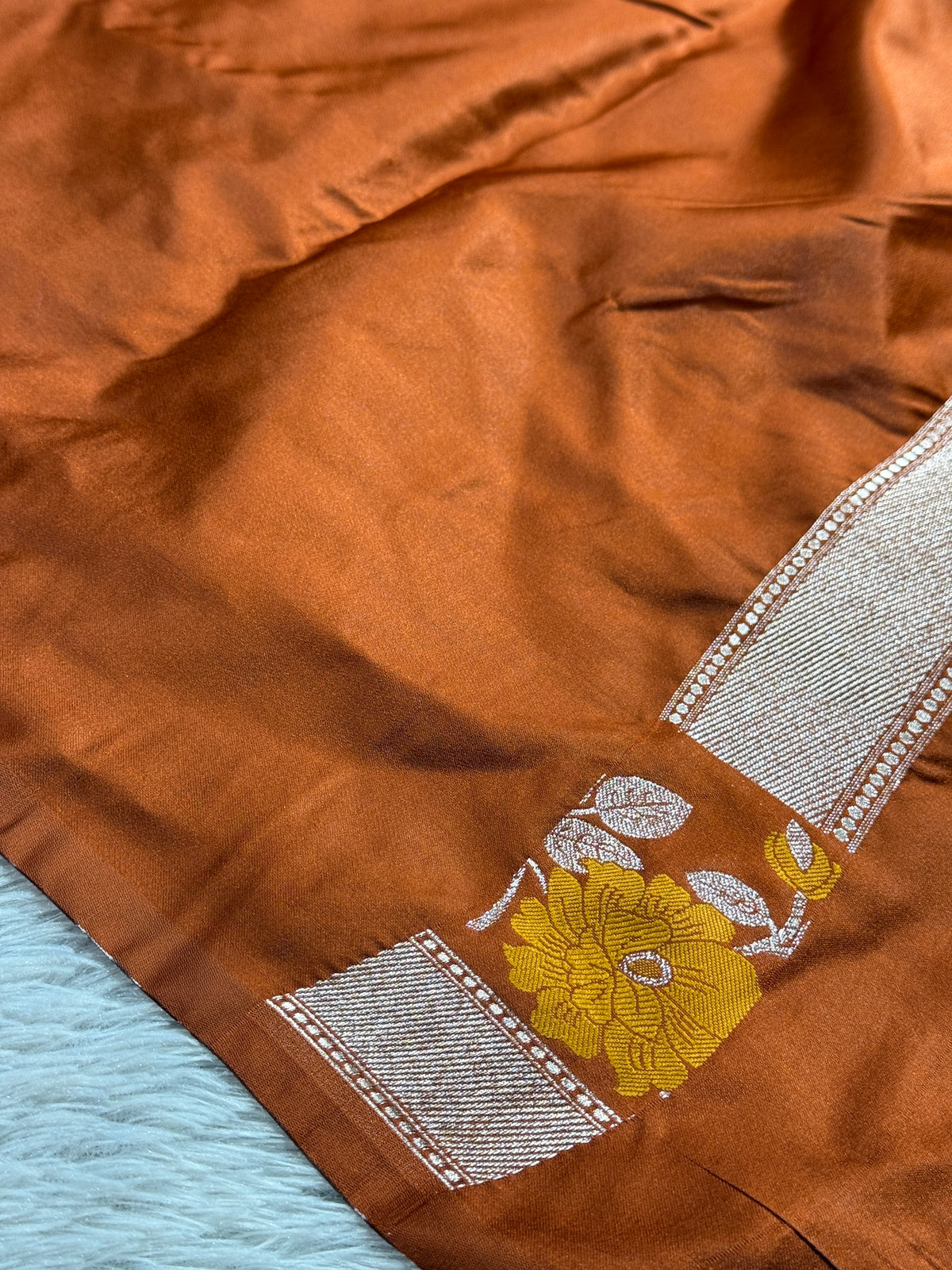 Brown tilfi Banarasi Mashru katan silk saree MK217