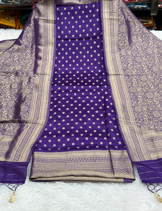 Purple colour premium Banarasi suit dupatta and bottom CR101