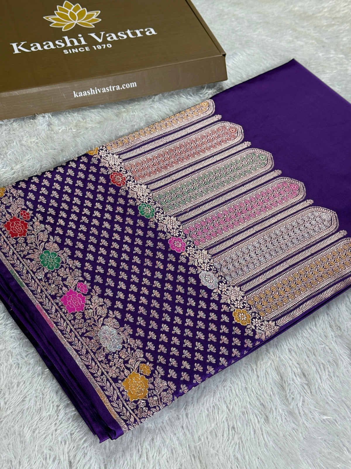 Dark purple premium Banarasi Mashru katan silk saree MK247