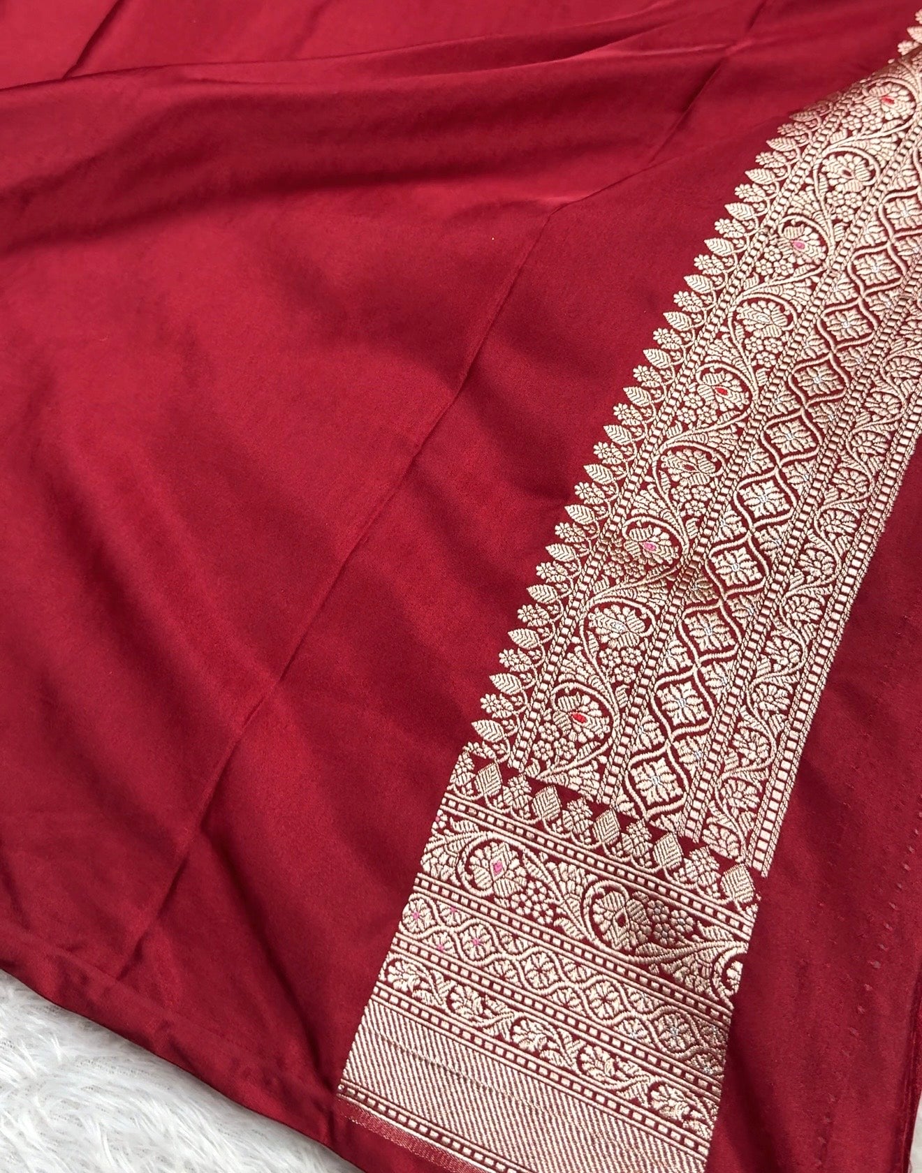 Maroon color premium Banarasi Mashru katan silk saree MK206