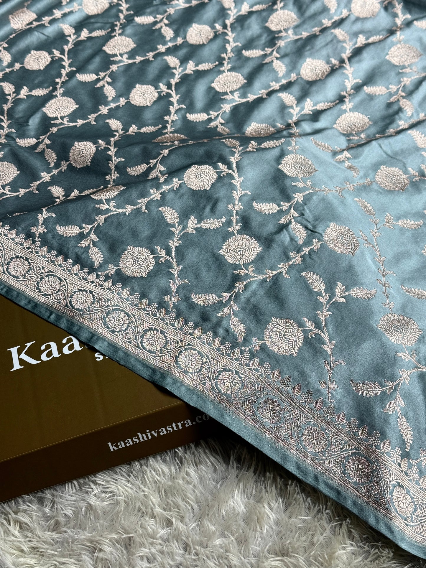 Pastel light blue premium Banarasi Mashru katan silk saree MK250