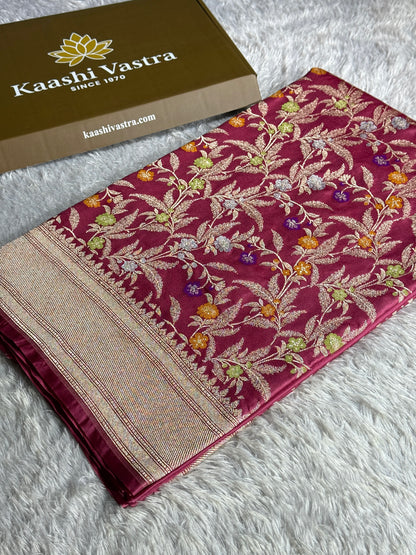 Onion pink premium Banarasi tilfi Mashru katan silk saree MK184