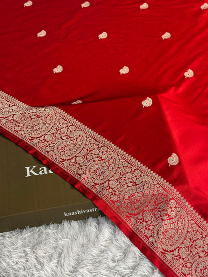 Red colour premium Banarasi Mashru katan silk saree MK309