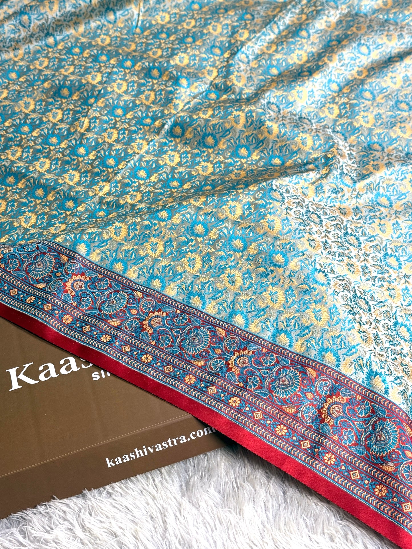 Sea blue premium Banarasi jamawar tanchui katan silk saree JKT101