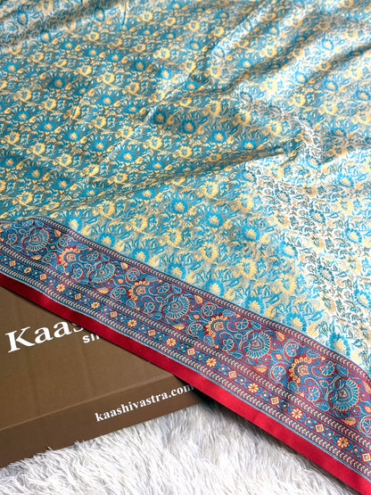 Sea blue premium Banarasi jamawar tanchui katan silk saree JKT101