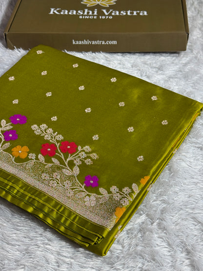Mehndi green premium Banarasi Mashru katan silk saree MK280
