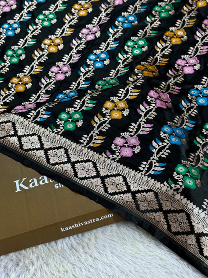 Black color premium Banarasi tilfi Mashru katan silk saree MK259