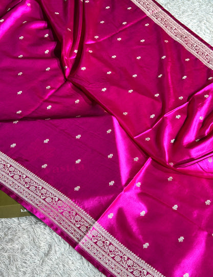 Rani pink premium Banarasi Mashru katan silk saree MK271