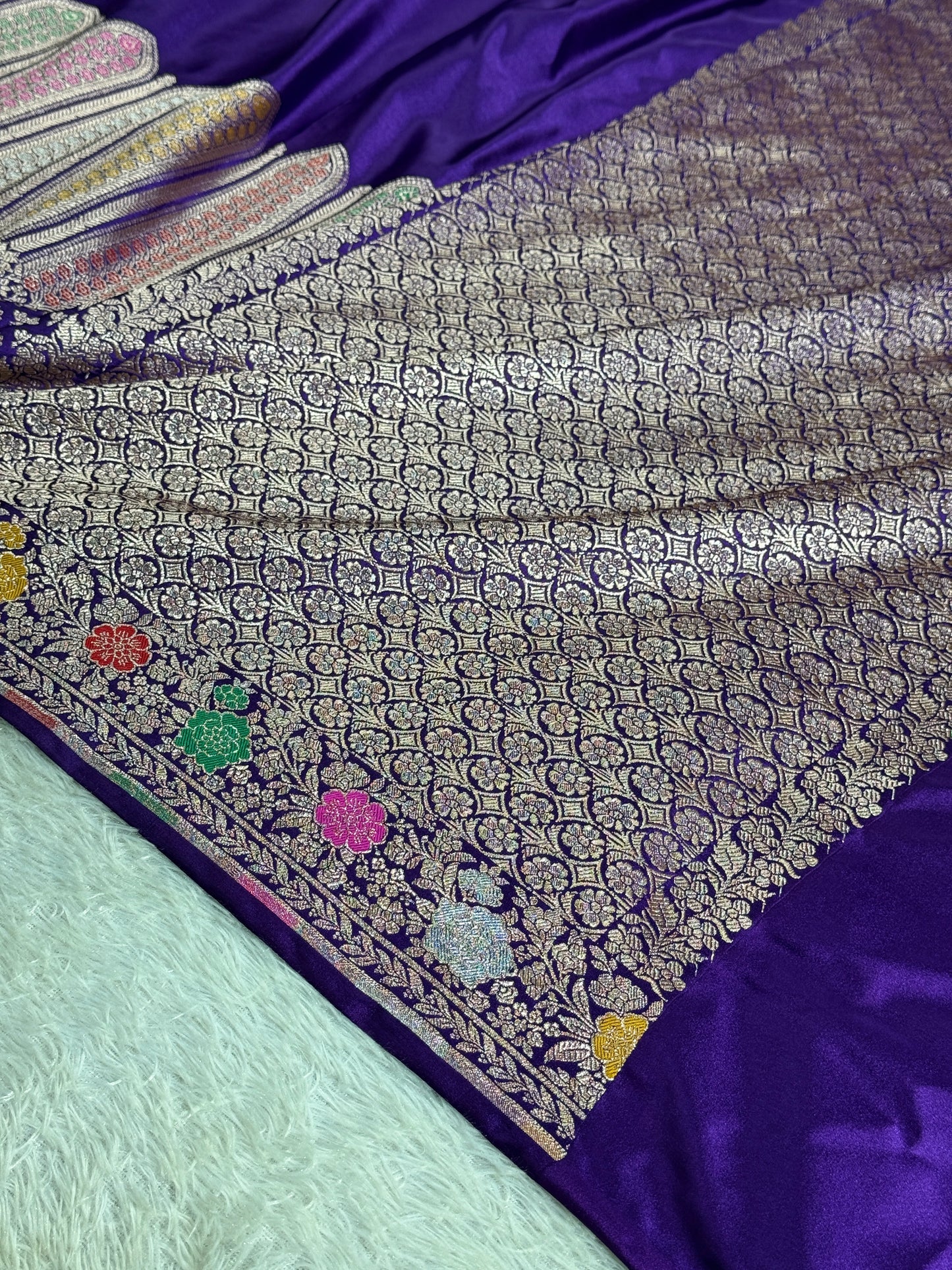 Dark purple premium Banarasi Mashru katan silk saree MK247