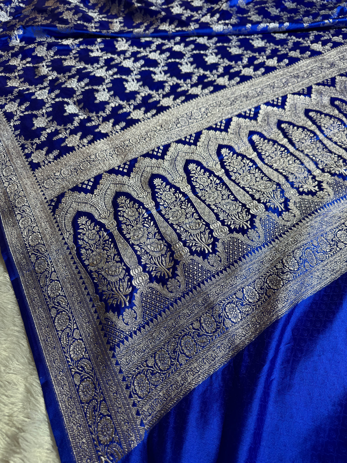 Royal blue premium Banarasi Mashru katan silk saree MK214
