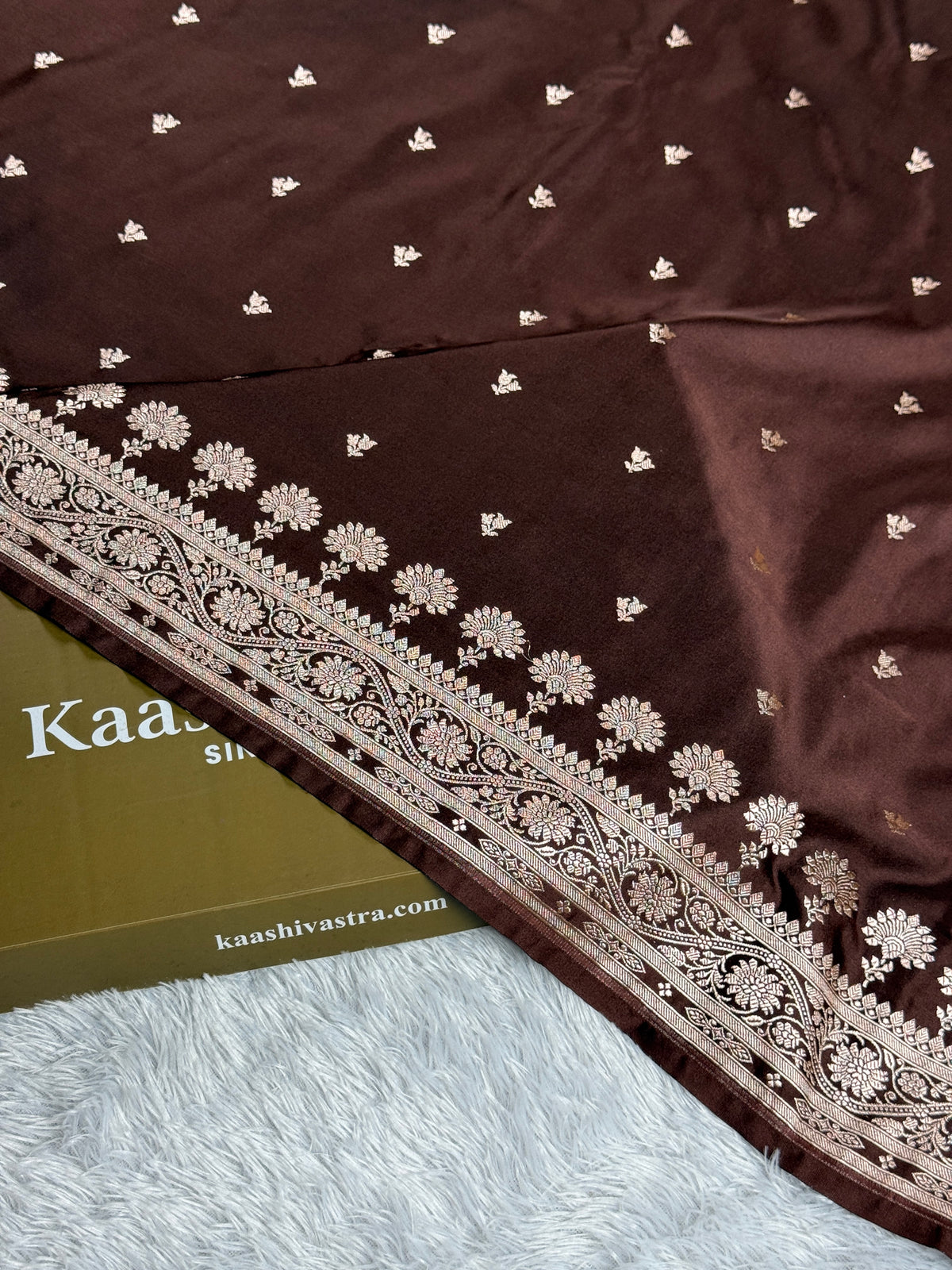Coffee brown color premium Banarasi Mashru katan silk saree MK266
