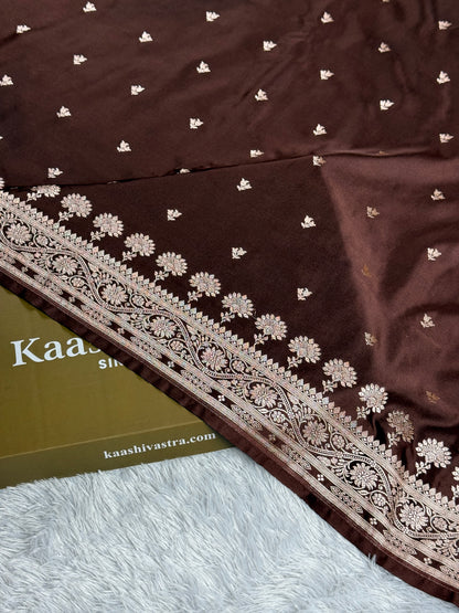 Coffee brown color premium Banarasi Mashru katan silk saree MK266
