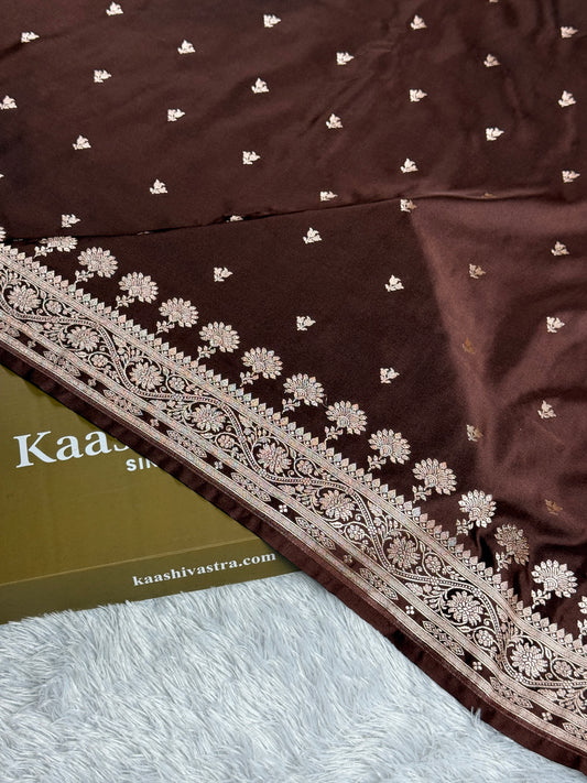 Coffee brown color premium Banarasi Mashru katan silk saree MK266